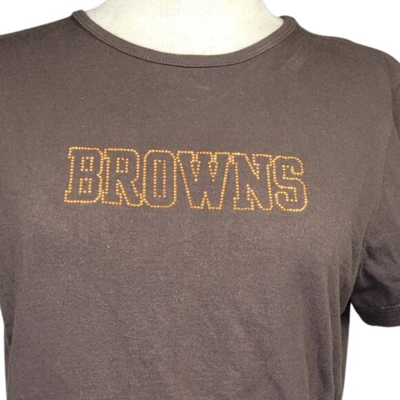 NFL Team Apparel Cleveland Browns Rhinestone Shirt Size Medium - Picture 1 of 4